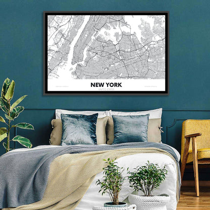 New York Street Grid Map Wall Art