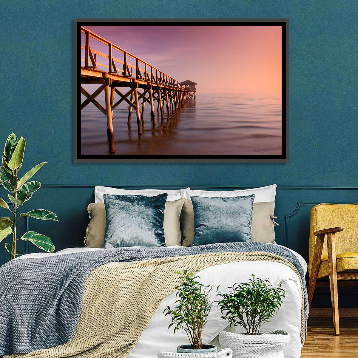 Gulf of Mexico Pier Wall Art in a room, landscape