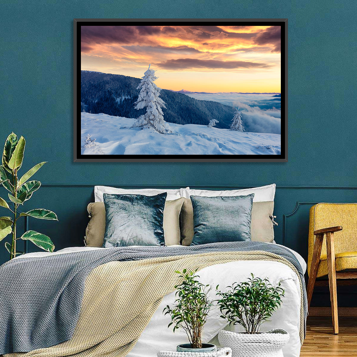 Carpathian Sunrise Wall Art in a room, landscape