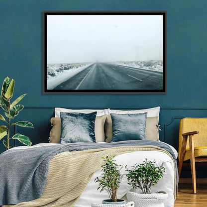 Foggy Winter Mountain Road Wall Art