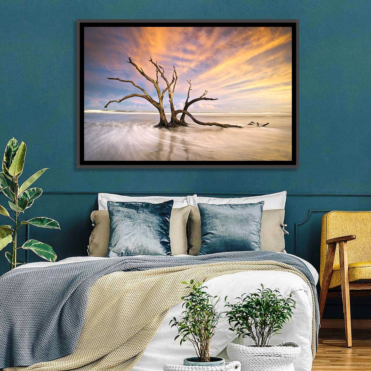 Folly Beach Driftwood Sunset Wall Art