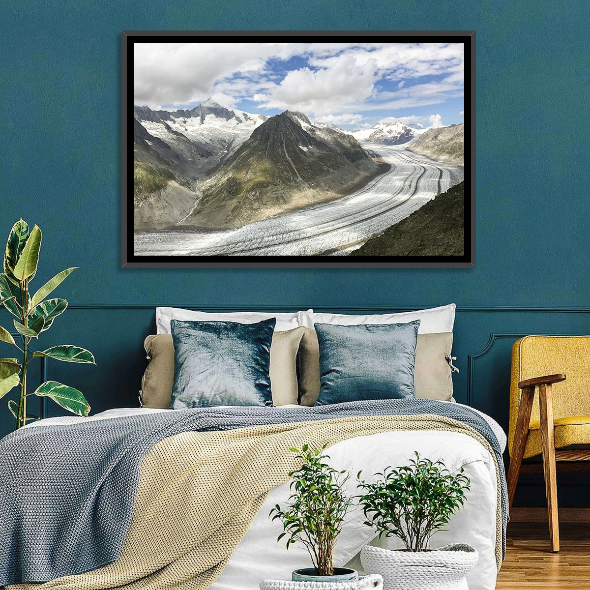 Aletsch Glacier Wall Art in a room, landscape