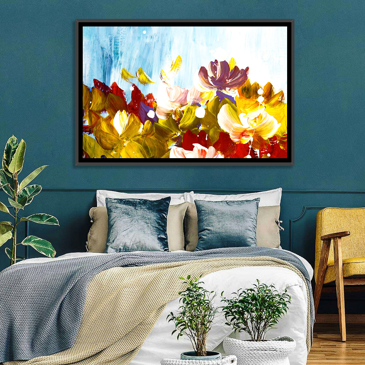 Impasto Floral Garden Wall Art in a room, landscape
