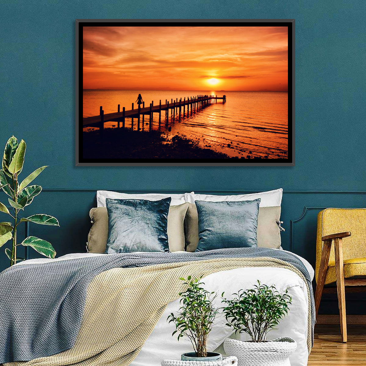 Kampot Pier at Sunset Wall Art