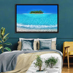 Turquoise Atoll Sandbar with Palm Trees Wall Art