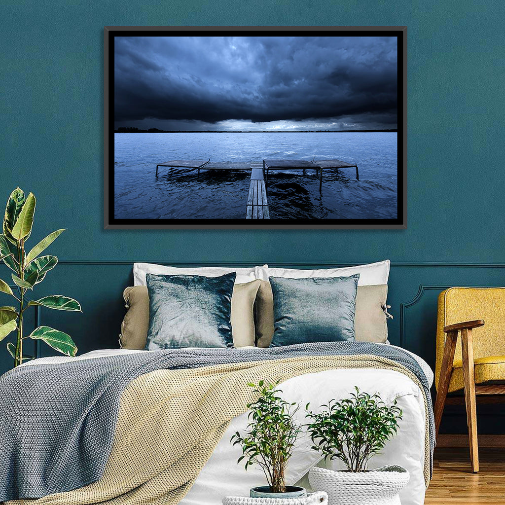 Stormy Lake Pier Wall Art