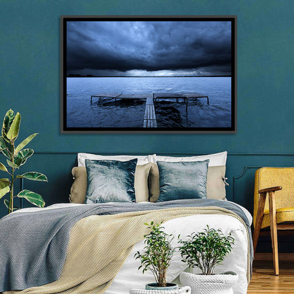 Stormy Lake Pier Wall Art