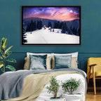 Starry Winter Cabins Under the Milky Way Wall Art