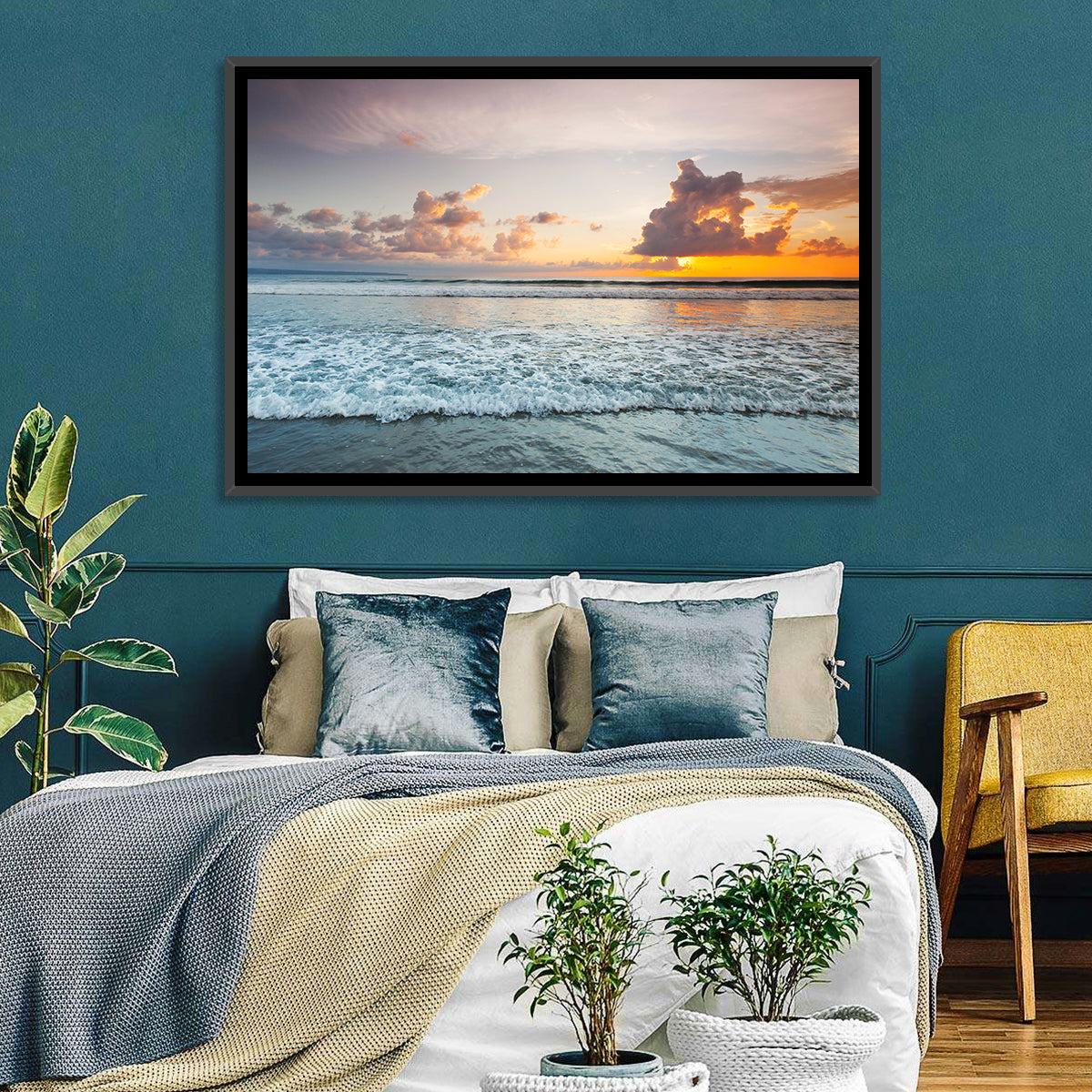 Golden Hour Beach Sunset Surf Wall Art