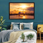 Golden Hour Airliner on Wet Runway Wall Art