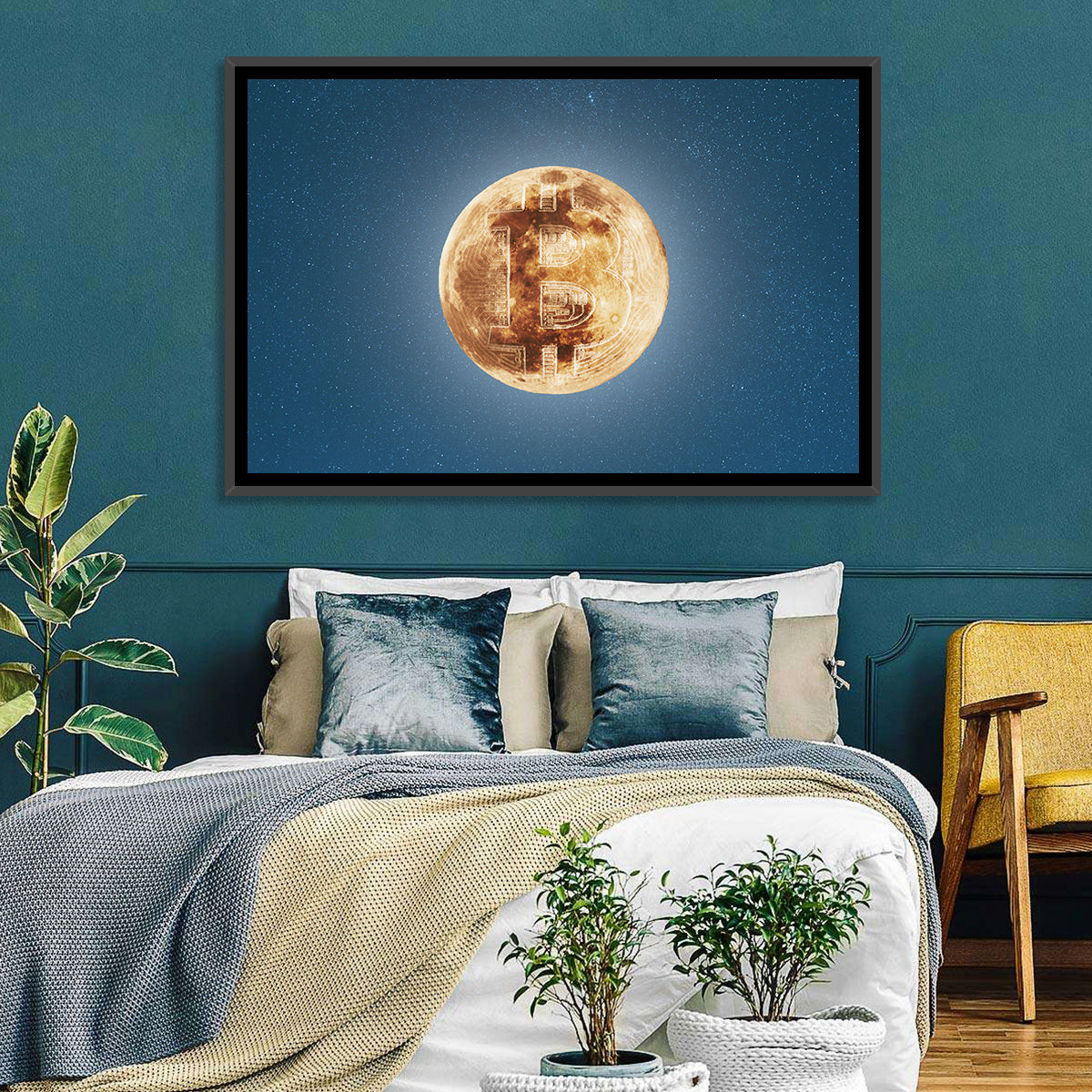 Bitcoin Circuit Moon Wall Art