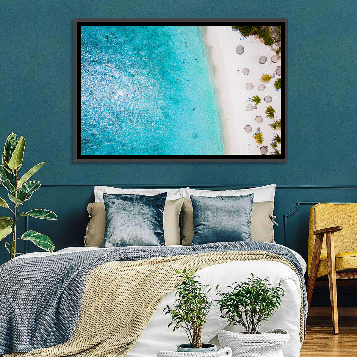Cas Abou Aerial Shoreline Wall Art in a room, landscape
