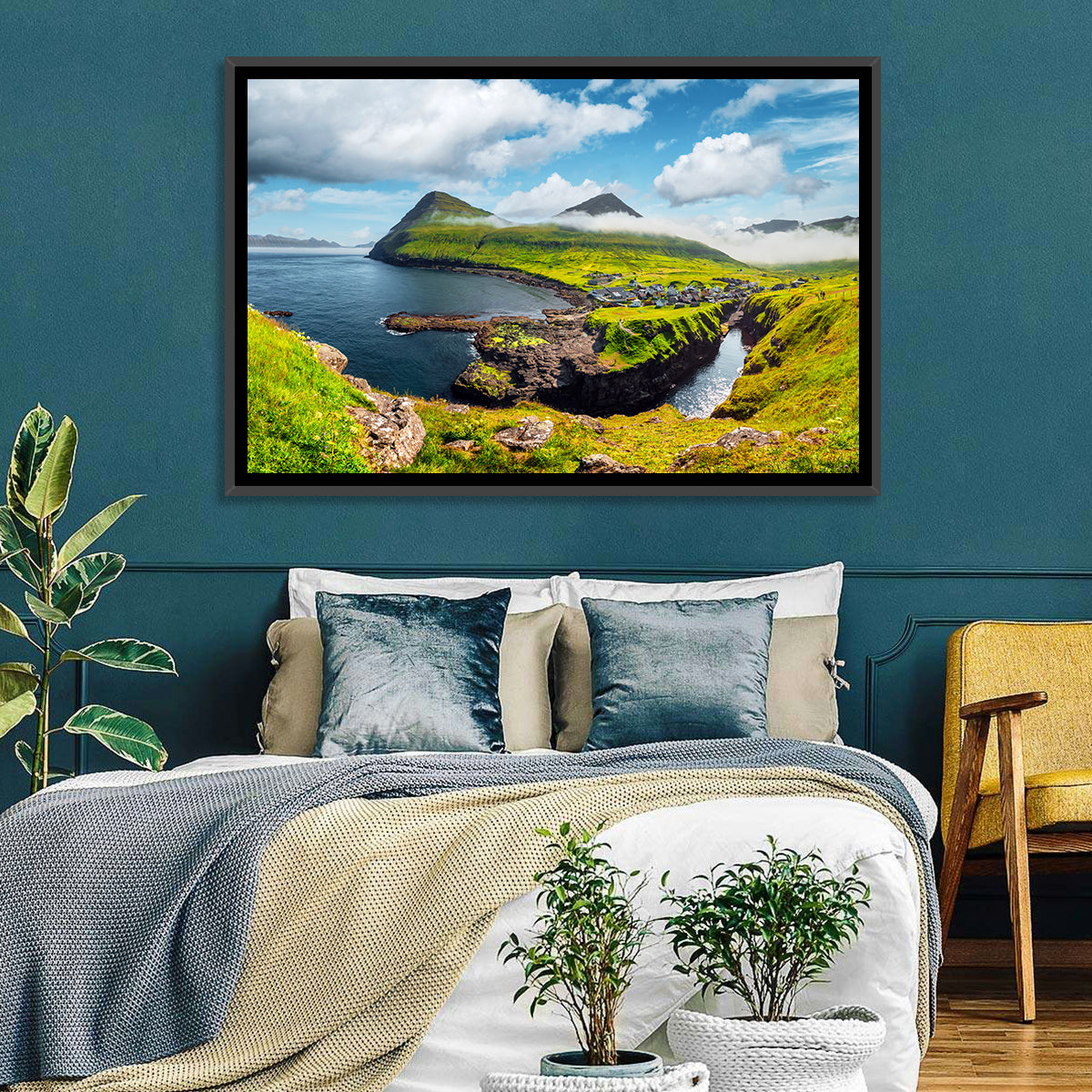 Gjógv Harbor Coastal Village Wall Art