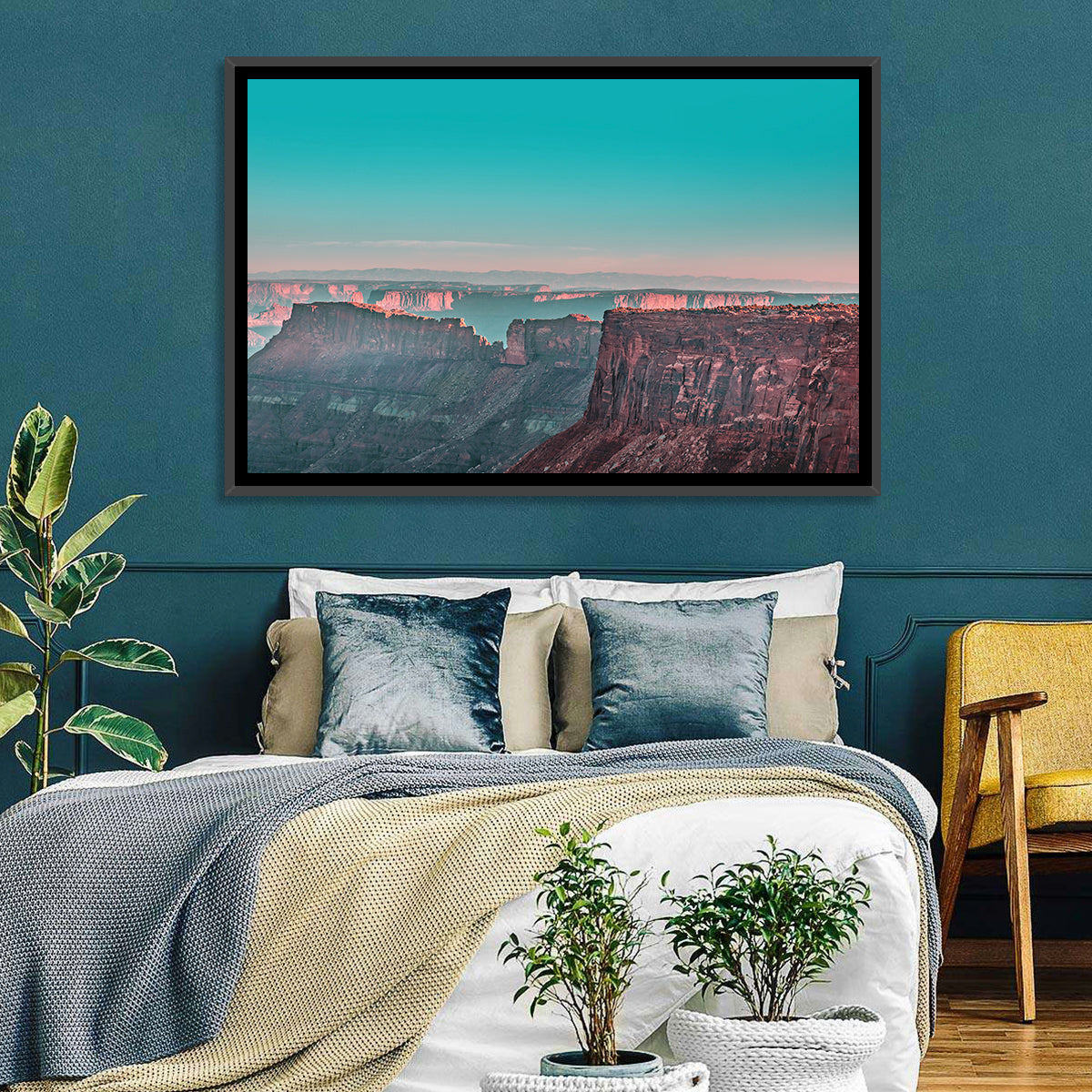 Sunlit Canyon Rim at Dusk Wall Art in a room, landscape