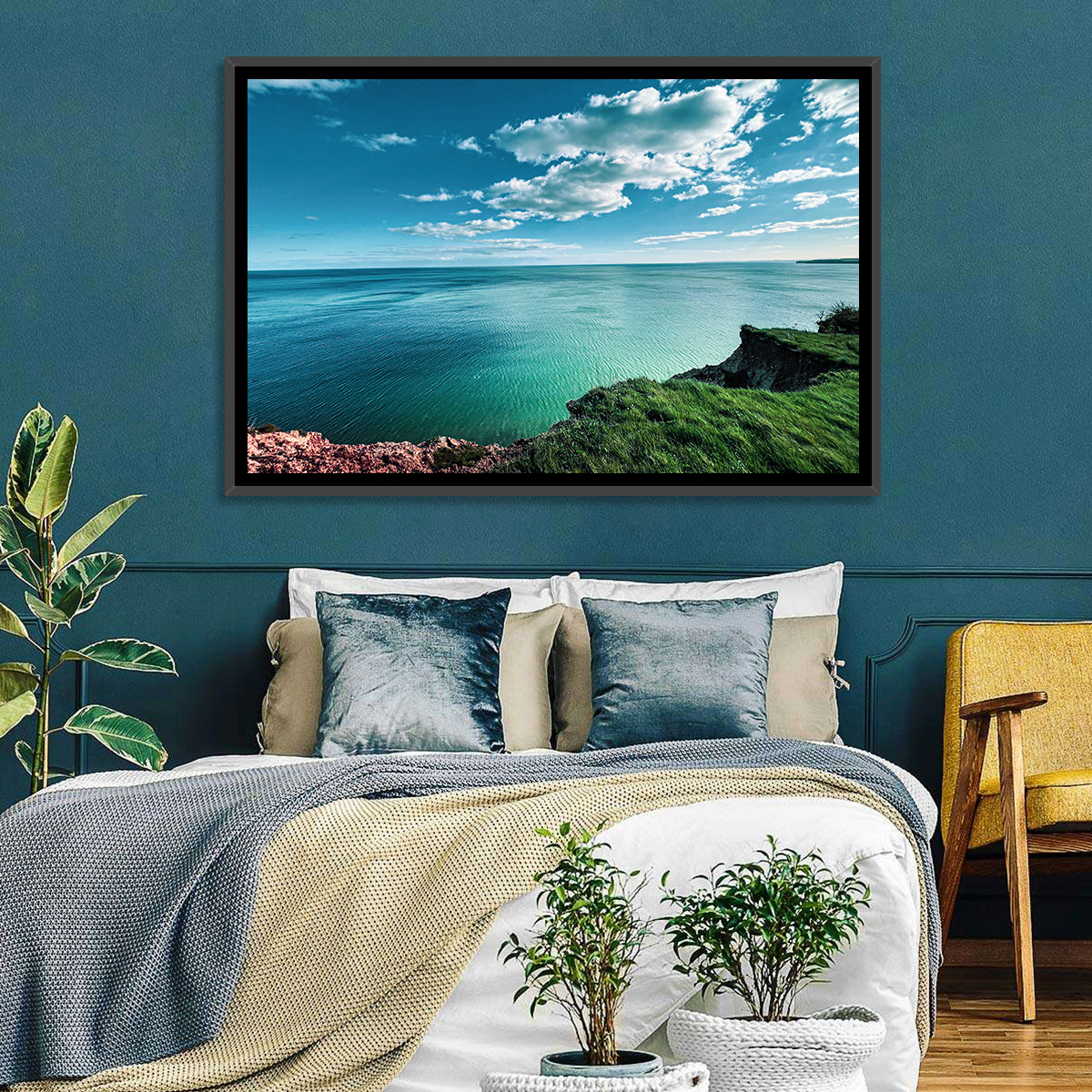 Coastal Cliffs Above a Turquoise Sea Wall Art