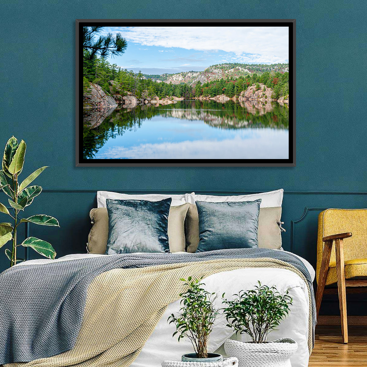 Mirror-quiet Lake and Pines Wall Art