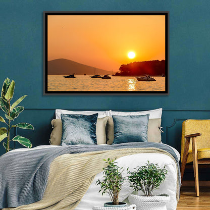 Golden Harbor Sunset Wall Art