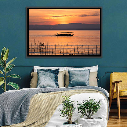 Albufera Sunrise Boat Silhouette Wall Art