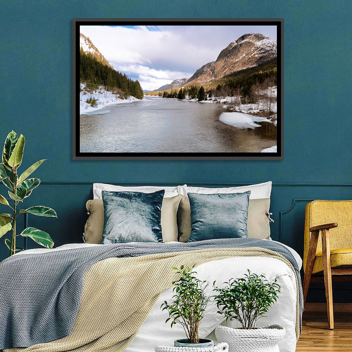 Grungevatn Winter River and Lake Wall Art