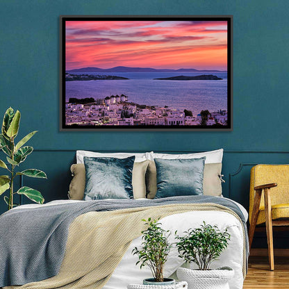 Mykonos Windmills at Sunset Wall Art
