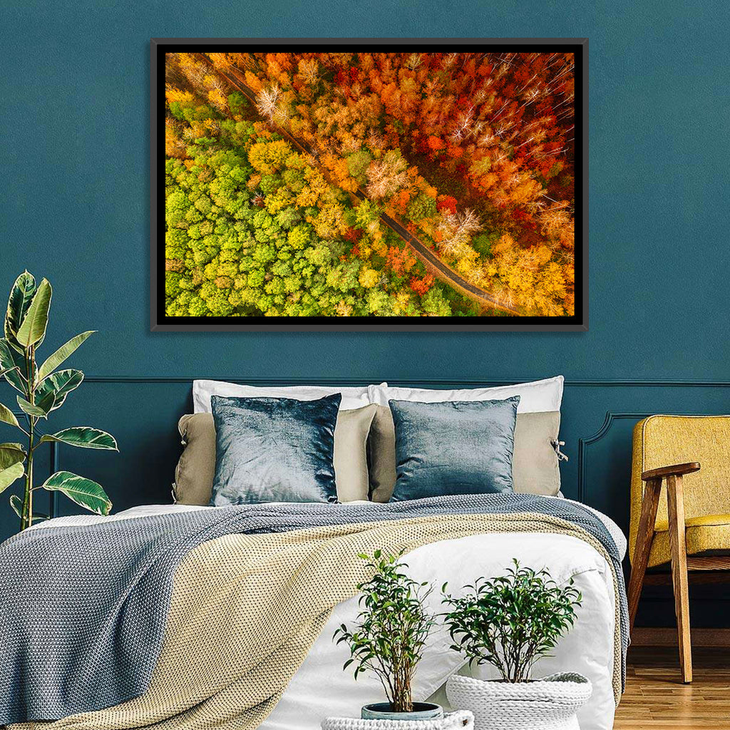 Winding Road Through Autumn Forest Wall Art