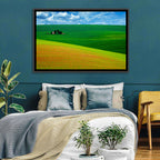 Golden Field and Green Hillside Wall Art