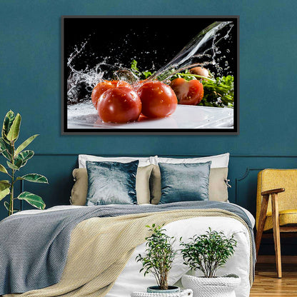 Tomatoes with Water Splash Wall Art