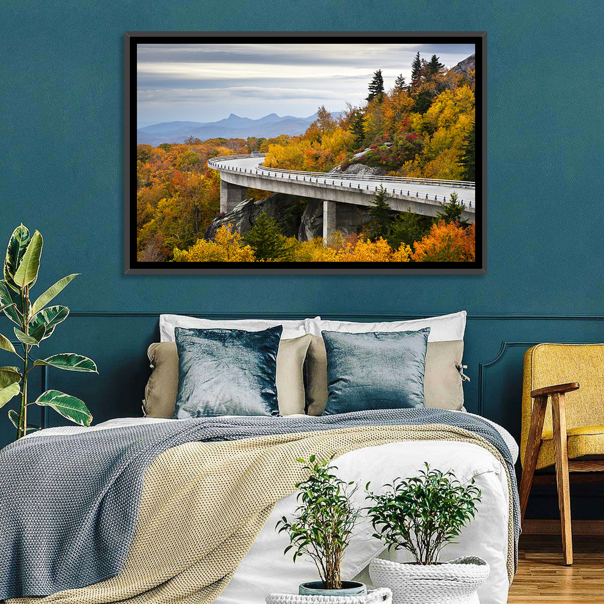 Linn Cove Viaduct at Grandfather Mountain Wall Art in a room, landscape