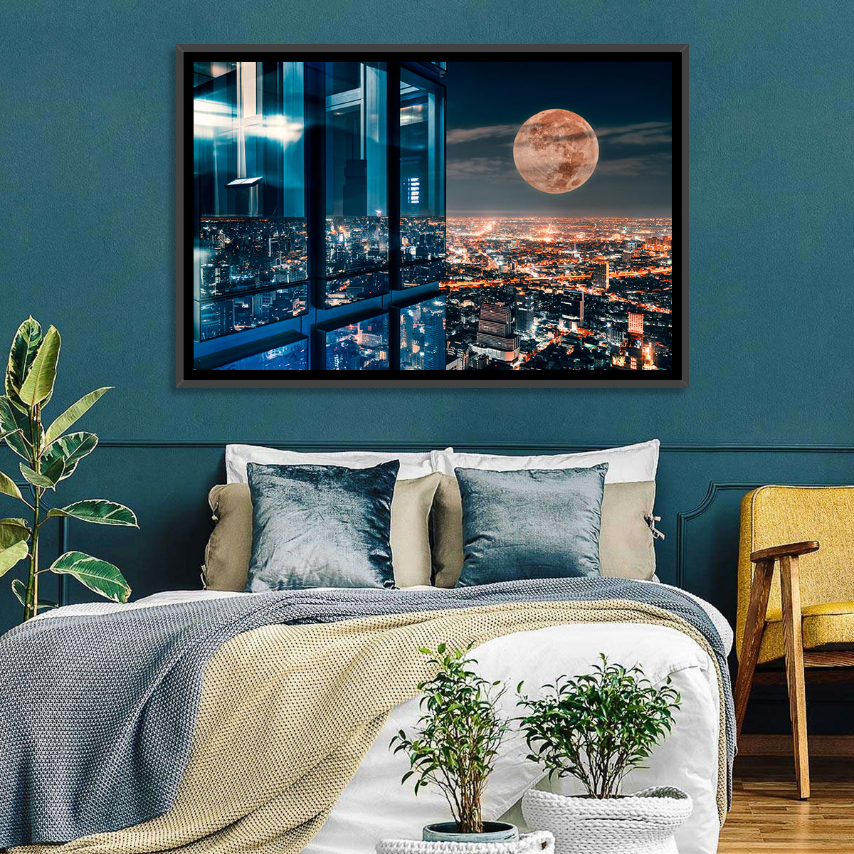 Bangkok Moonlit Skyline Wall Art
