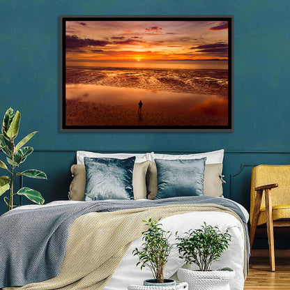 Solitary Figure on Sunset Shore Wall Art