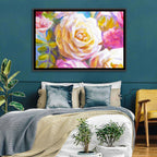 White and Gold Rose Bouquet Wall Art