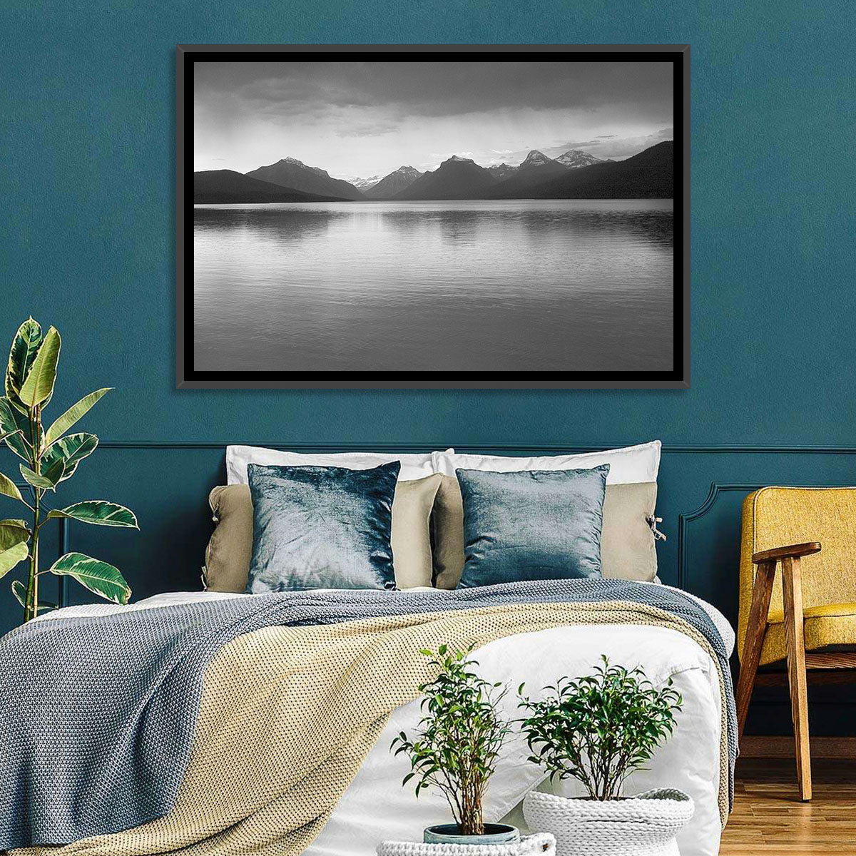 Lake Mcdonald Monochrome Reflection Wall Art