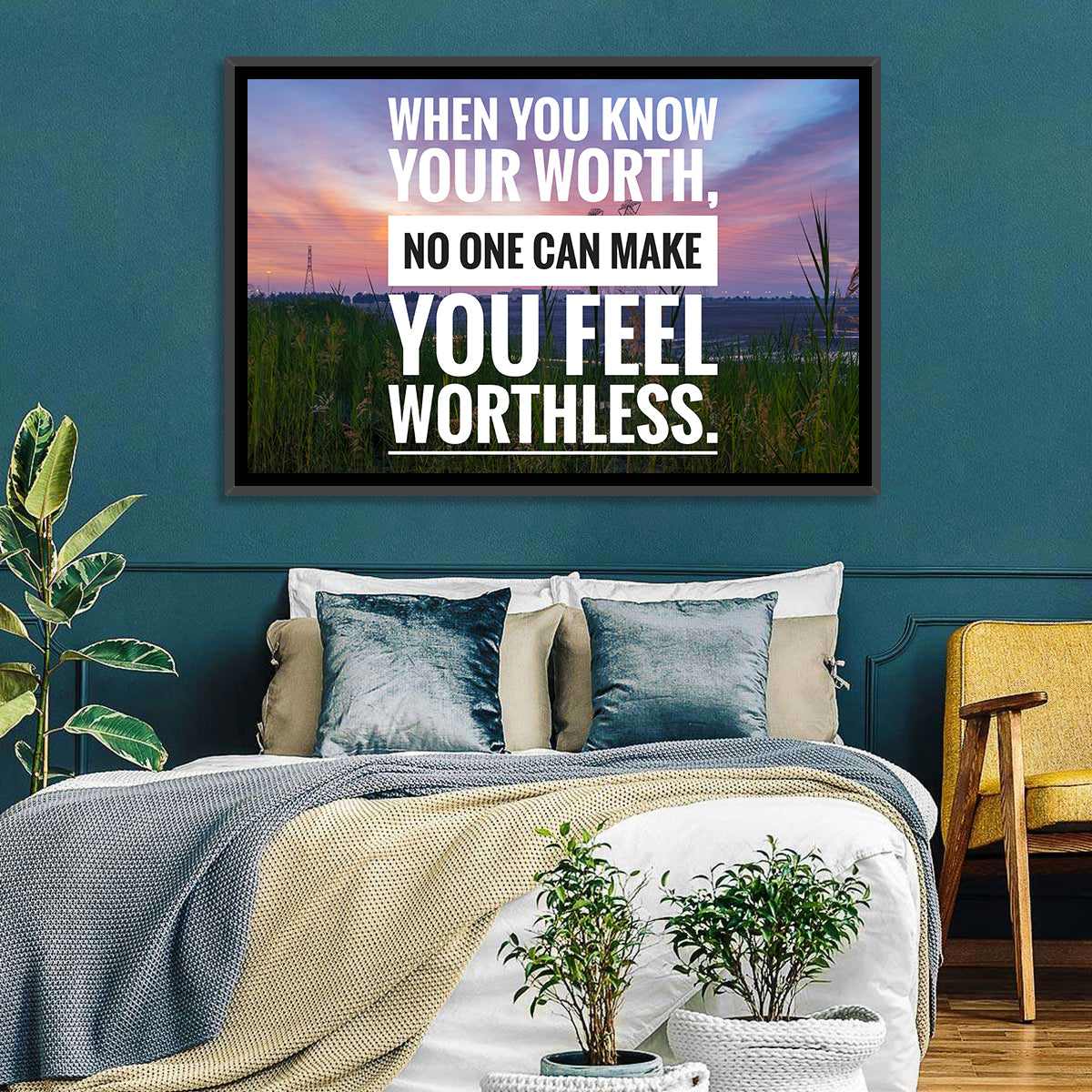 When You Know Your Worth, Golden Hour Wall Art in a room, landscape