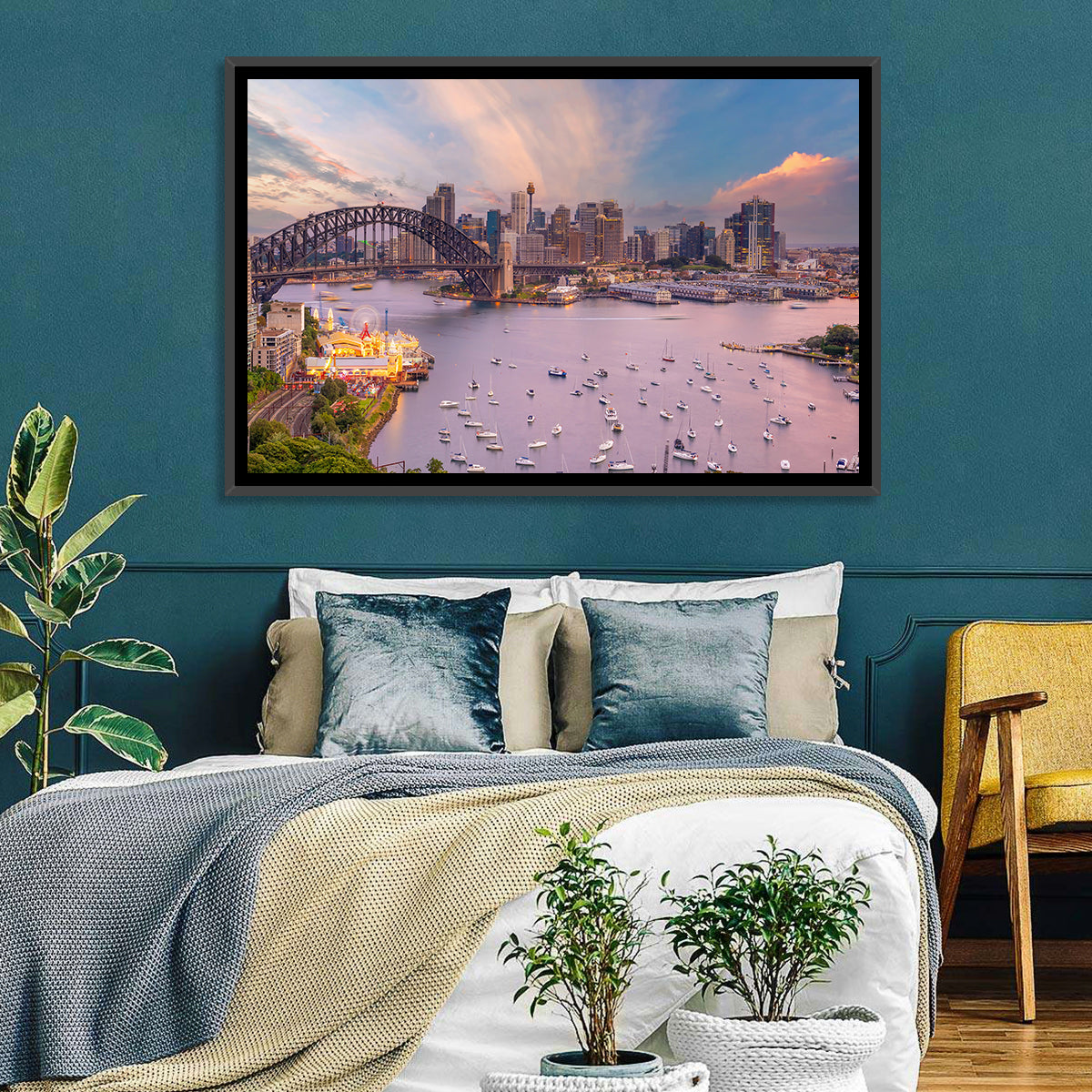 Sydney Harbour Bridge at Golden Twilight Wall Art