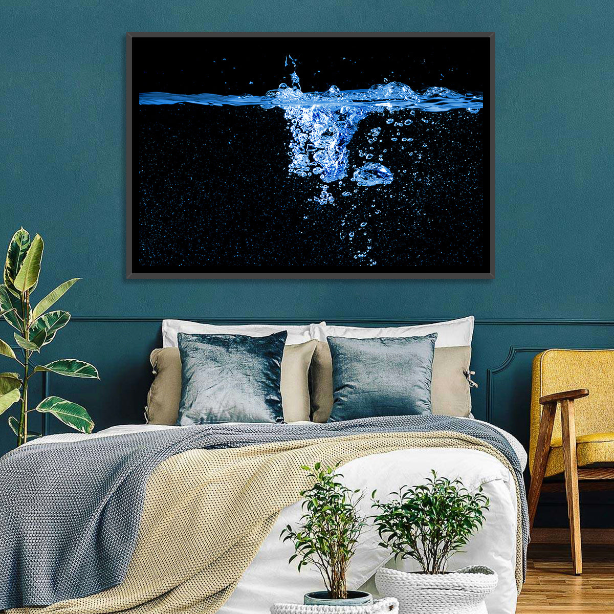 Underwater Bubble Motion Wall Art in a room, landscape