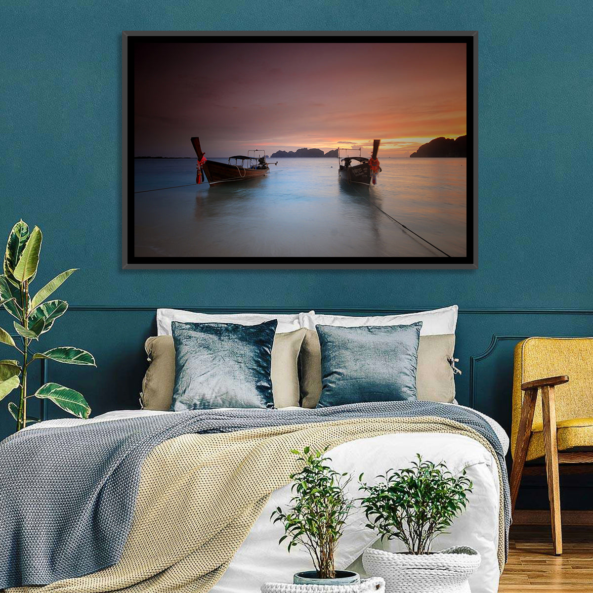 Phi Phi Longtail Boats at Golden Hour Wall Art