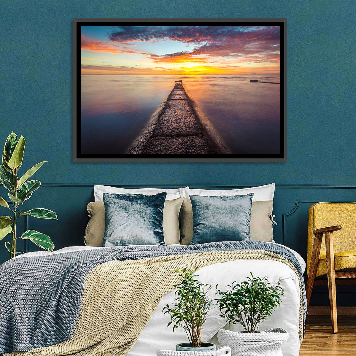 Stone Pier to Glowing Horizon Wall Art