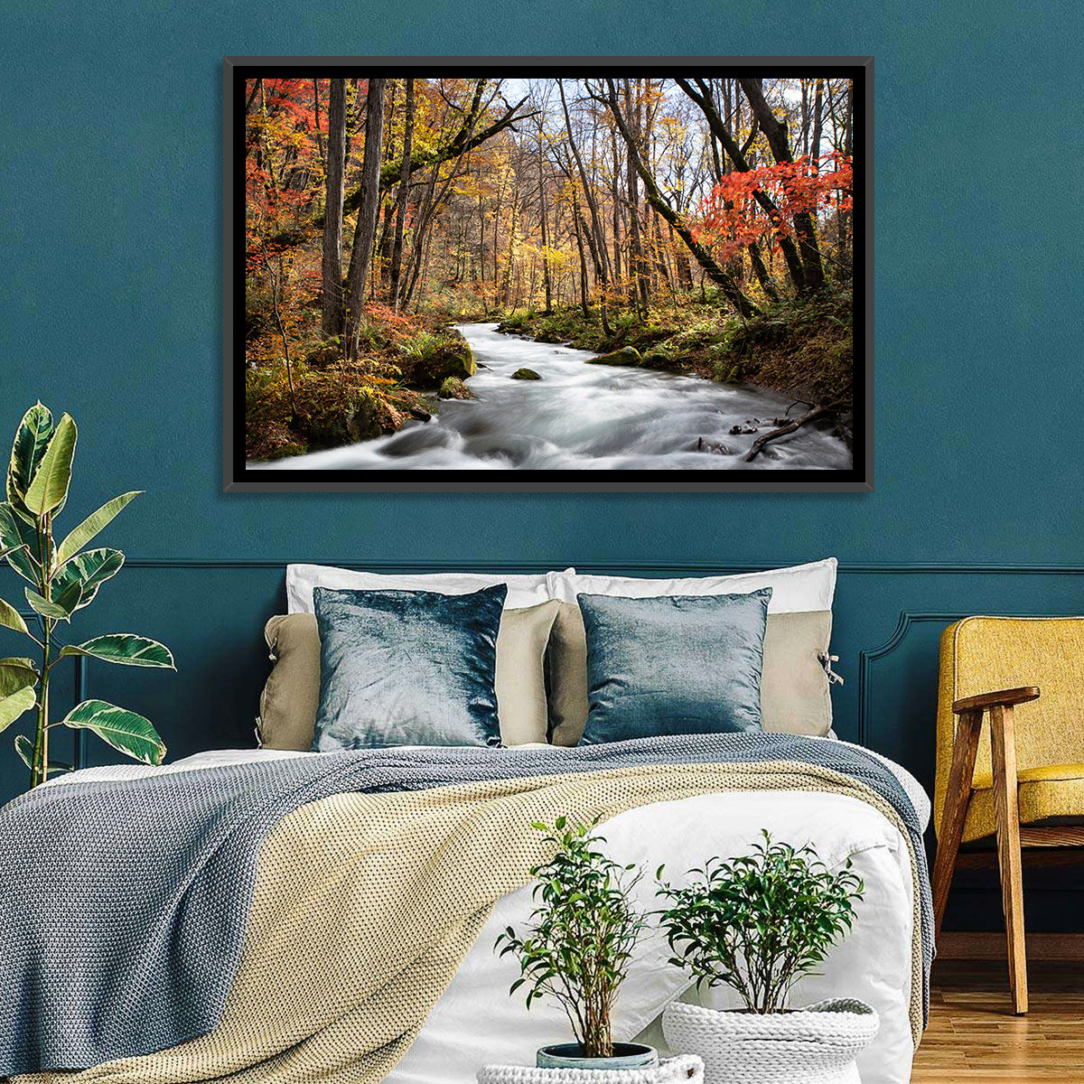 Sunlit Forest Stream Wall Art