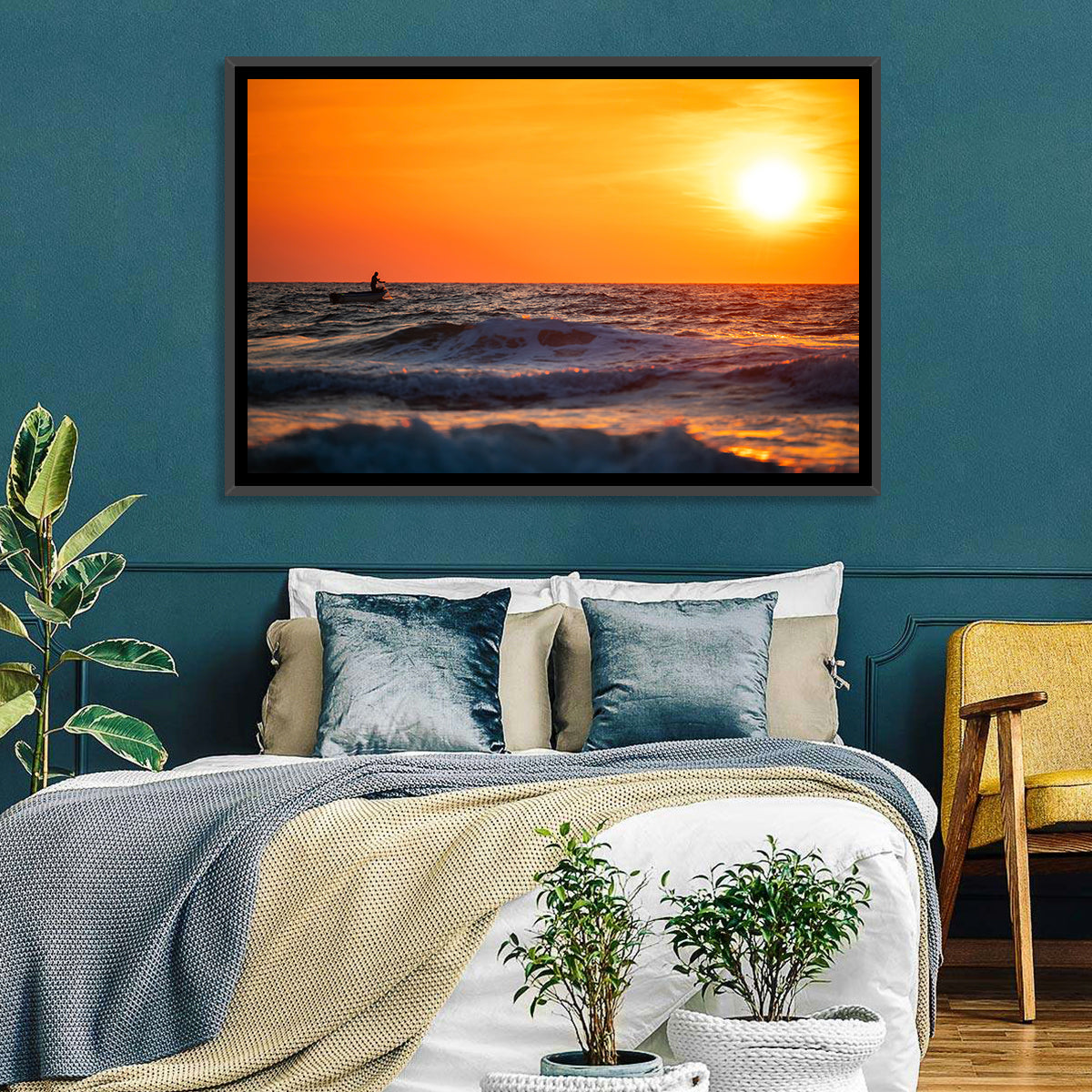 Sunset Fisherman Wall Art