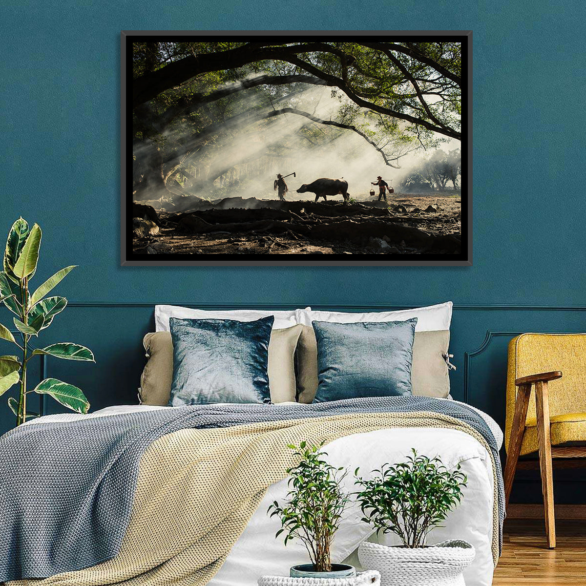 Village Morning with Buffalo Wall Art