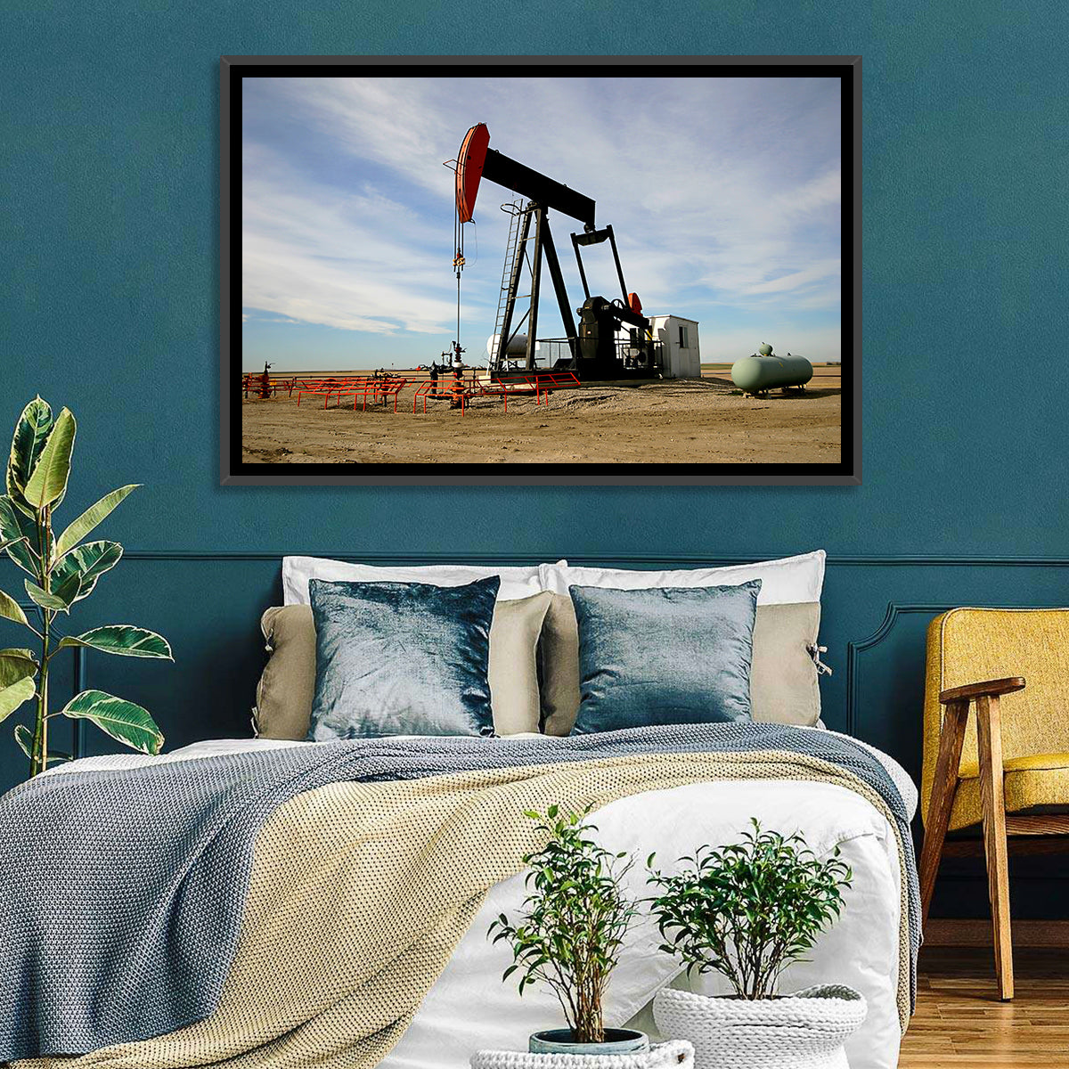Pump Jack with Storage Tank Wall Art in a room, landscape