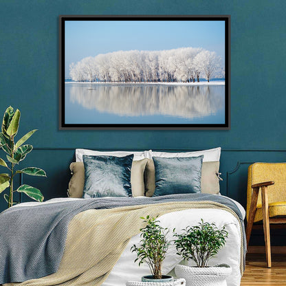 Snowy Trees Winter Lake Wall Art