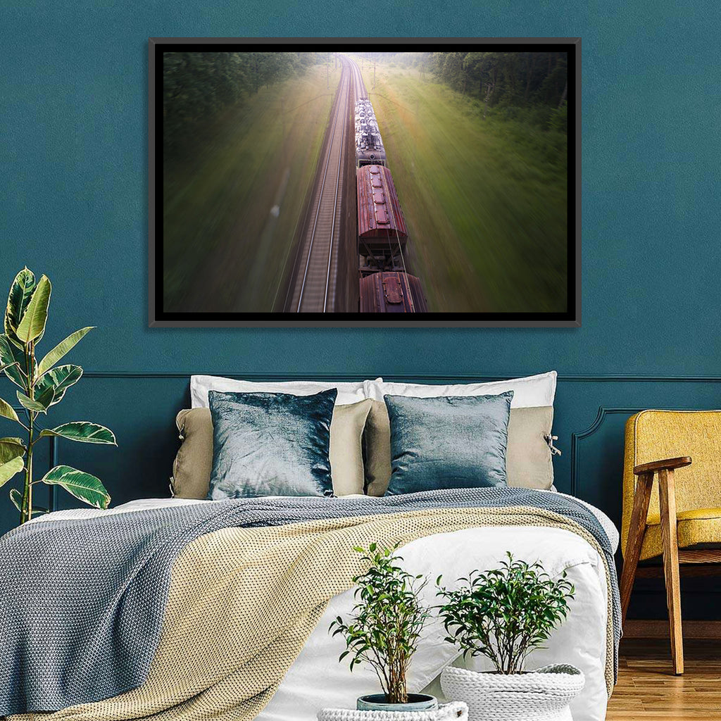 Freight Train Through Forest Wall Art