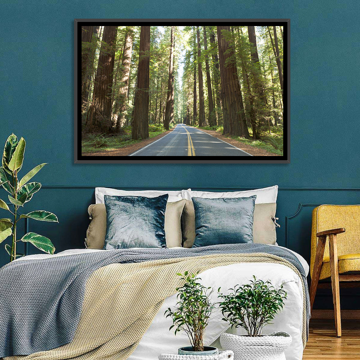 Giants Avenue Redwood Forest Road Wall Art in a room, landscape