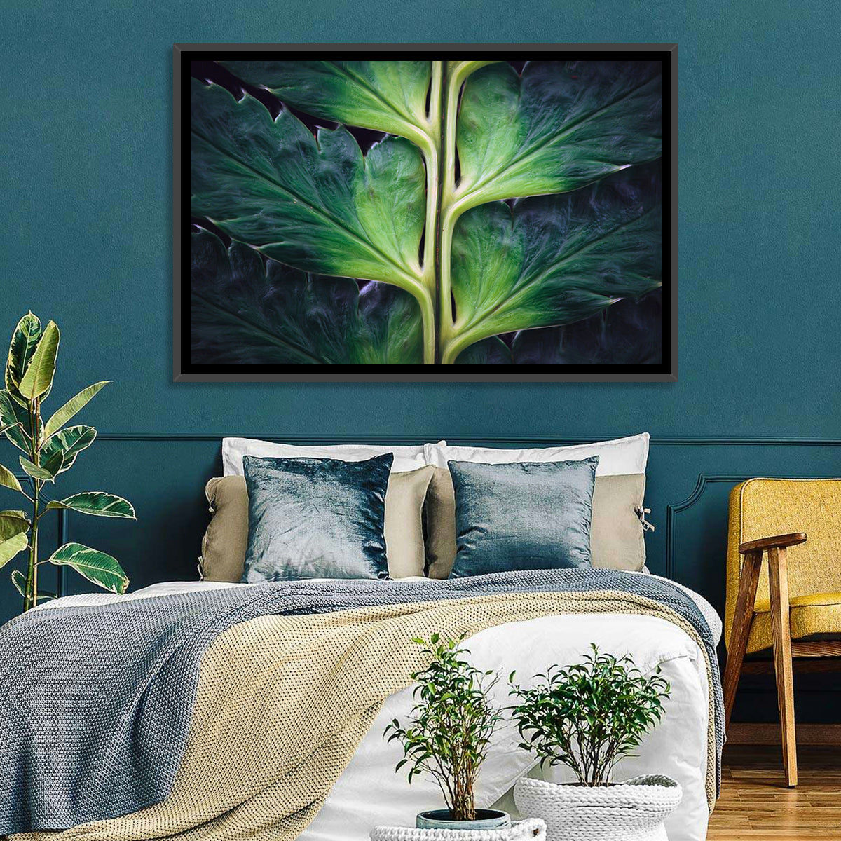Fern Stem Macro Study Wall Art in a room, landscape