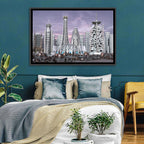 Purple Dusk Futuristic Cityscape Wall Art