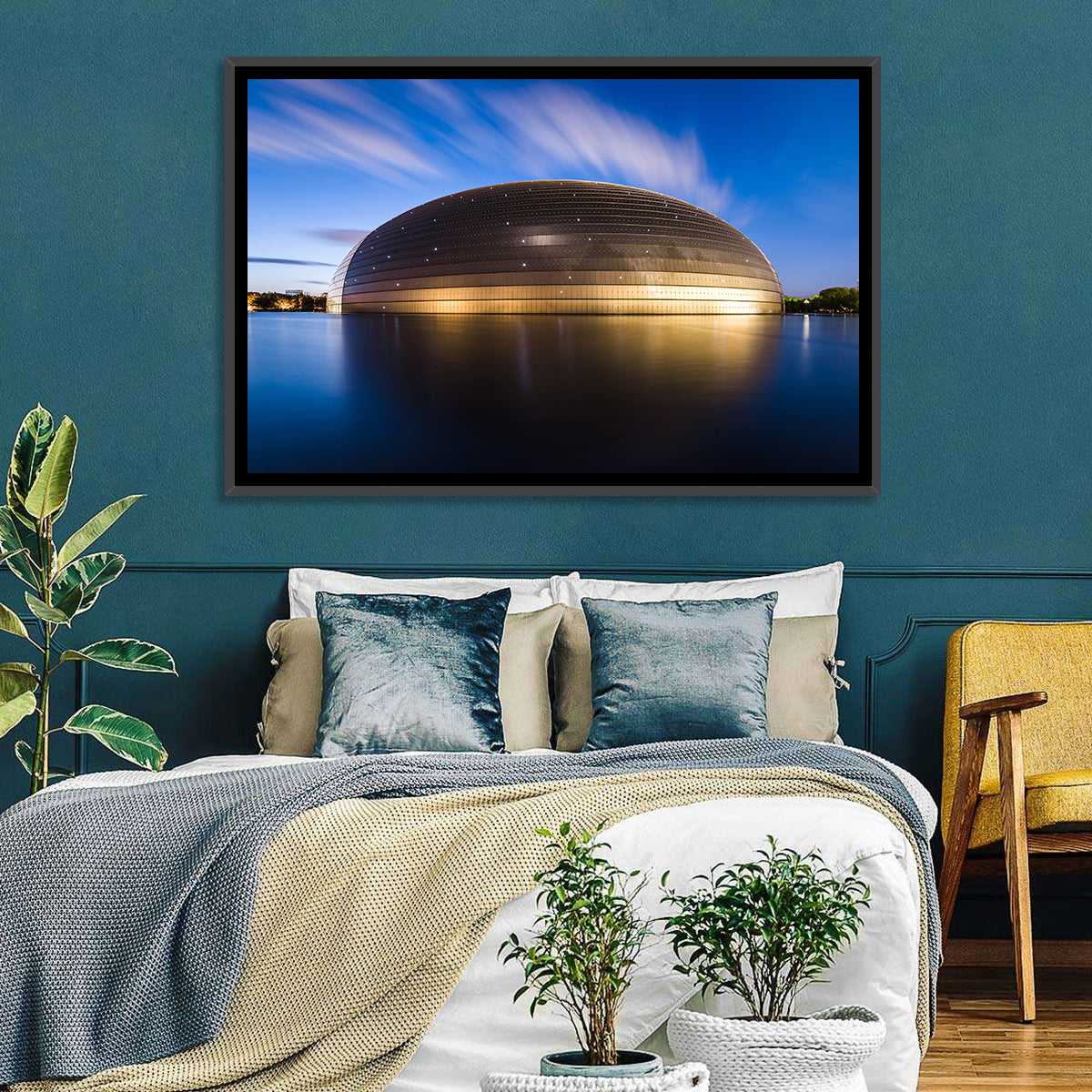 Beijing Giant Egg Dome Wall Art in a room, landscape