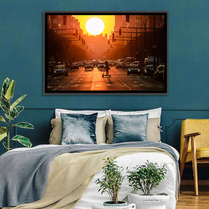 Valencia Port Avenue at Dusk Wall Art
