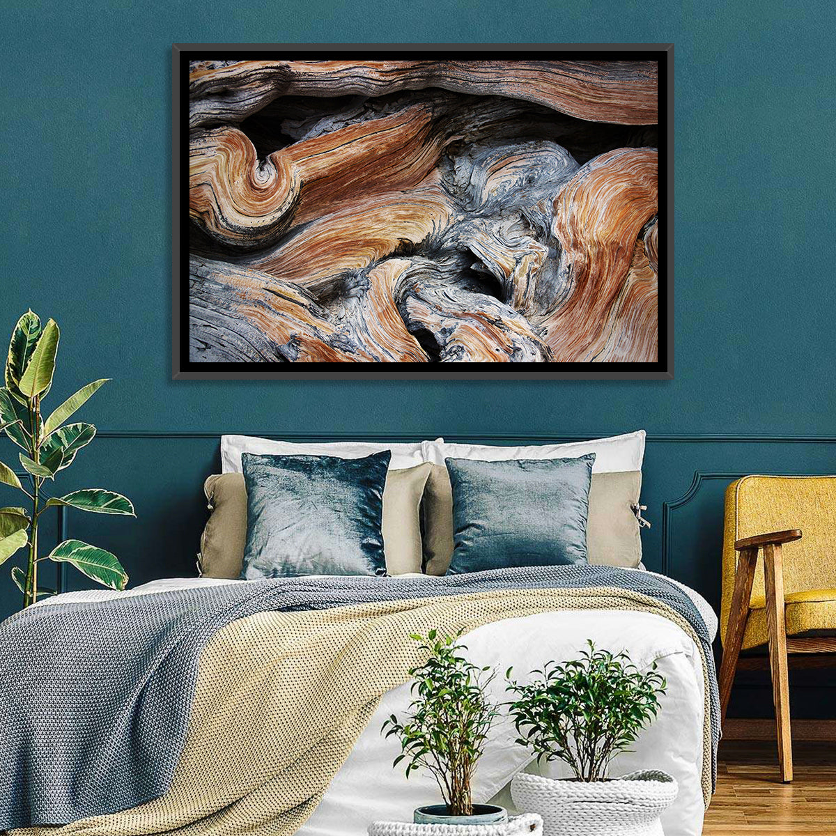 Juniper Wood Texture Wall Art in a room, landscape