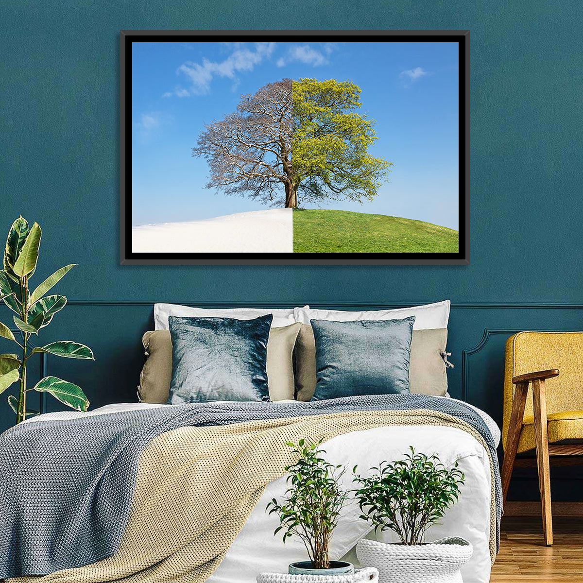 Split Season Tree Landscape Wall Art